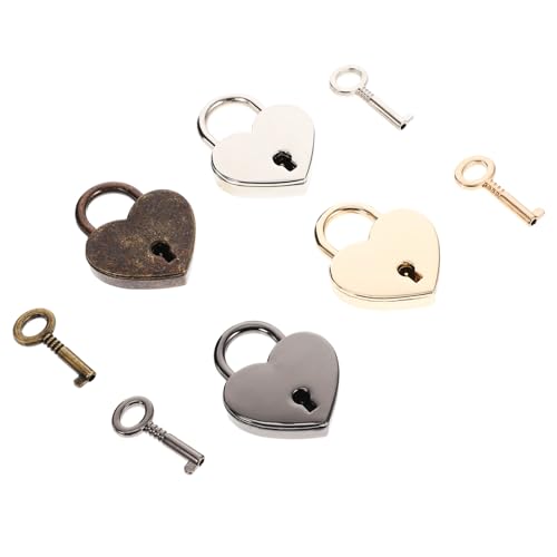 FUTUREORYY 4 Stück Teiliges Herz Vorhängeschloss aus Metall mit Schlüssel Mini Schloss für Schmuckkästchen Tagebücher Koffer und Gepäck Langlebig Robust als und Reiseschloss FUTUREORYY 4 Stück Teiliges Herz Vorhängeschloss aus Metall mit Schlüssel Mini Schloss für Schmuckkästchen Tagebücher Koffer und Gepäck Langlebig Robust als und Reiseschloss von FUTUREORYY