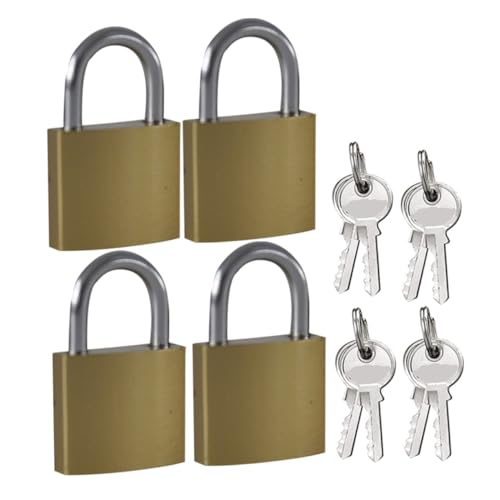 FUTUREORYY 4 Stück Teiliges Massiver Messing vorhängeschlösser mit Schlüsseln Robustes Sicherheits schloss für Schrank Koffer Kompakt und Einfach zu Bedienen Langlebig und Unauffällig von FUTUREORYY