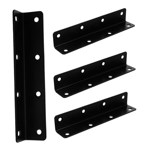 FUTUREORYY 4 Stück Teiliges Regalhalterungen aus Schwarzem Edelstahl Rechtwinklige Winkelträger für Möbel und Holzregale Robuste Eckstreben mit Hoher Tragkraft für Küche Bad Büro und von FUTUREORYY