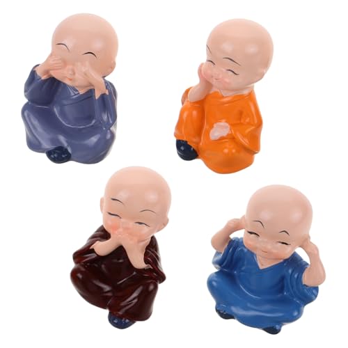 FUTUREORYY 4stücke Mönchsfiguren Kleine Mönchsstatuen Deko Für Schreibtisch Garten Büro Schlafzimmer Ornamente Blumentopf Ersatz Realistisch von FUTUREORYY
