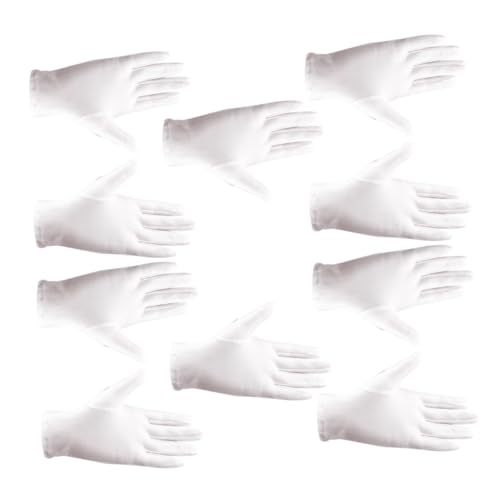 FUTUREORYY 5 Paare Weiße Elastische Spandex Handschuhe Stretchy Etiquette Gloves für Schmuckinspektion Leichte Performance Handschuhe für Etikette Schutz und Präzises Arbeiten im von FUTUREORYY