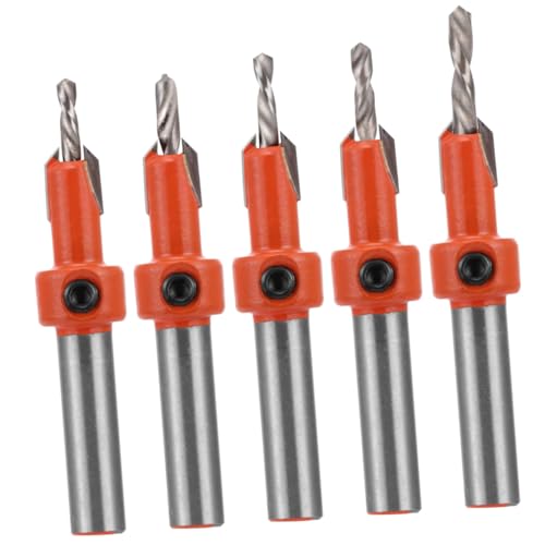 FUTUREORYY 5 Stück Teiliges Senkbohrer mit Kegelsenker Rundschaft Präzise Holz und Aluminiumbohrung Schnelles Glattes Schneiden Sicherer Halt Vielseitig für Holzverarbeitung von FUTUREORYY