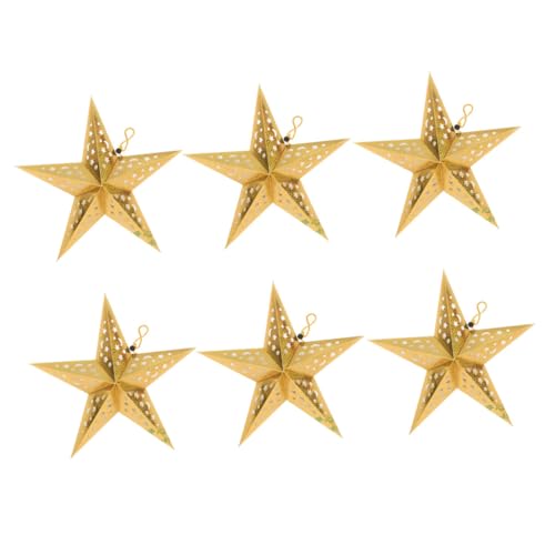 FUTUREORYY 6 Stück Teiliges Origami Lampenschirme Gold Papier Stern Exquisites für Innenraum Geeignet für Hochzeit Party und Weihnachtsbeleuchtung von FUTUREORYY