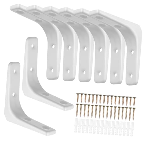 FUTUREORYY 8 Stück Winkel Regalhalterung Metallwinkel mit Gebohrten Löchern und Schrauben Filigrane Abgerundete Ecken Vielseitig Einsetzbar als Wand Regalträger für Bücherregale und von FUTUREORYY