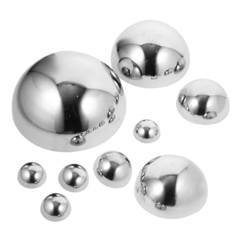 FUTUREORYY 9 Stück Teiliges Edelstahl Halbspiegel Gartenkugel Polierte Reflektierende Deko Halbkugeln in Verschiedenen Wetterfeste Außendekoration für Rasenflächen Teich und Blumenbeete von FUTUREORYY