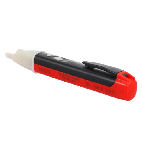 FUTUREORYY Berührungsloser Spannungsprüfer mit Alarmfunktion Hochpräziser Induktionschip LED Taschenlampe Kompakter Prüfspitzen Stift für Elektriker Tragbar mit Praktischem Clip Rot von FUTUREORYY