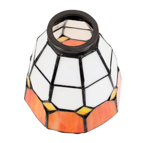 FUTUREORYY Buntglaslampe Glas Lampenschirm Mittelgroß Mediterran Orange Weiß Stabile Fassung Ersatz Lampenschirm Mit Einfacher Montage Für Decken und Hängelampen Wohnzimmer Schlafzimmer von FUTUREORYY