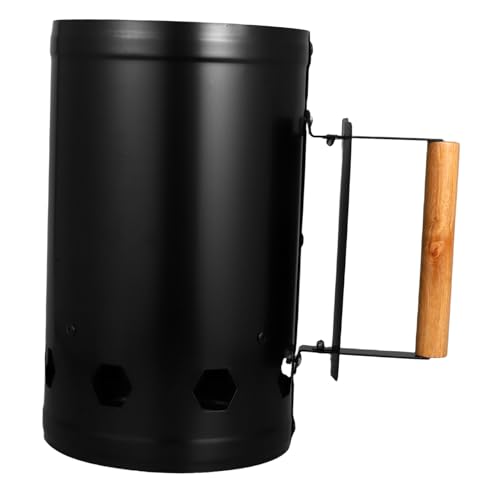FUTUREORYY Burning Carbon Barrel mit Fach Luftzufuhr Verstärktem Dickwandigem Design und Hitzeisolierendem Holzgriff Outdoor Feuerstarter für Holzkohlegrill und Camping von FUTUREORYY