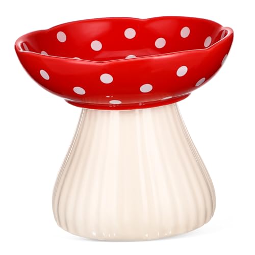 FUTUREORYY Erhöhter Keramik Futternapf für Katzen Schmal und Breit gegen Schnurrhaarmüdigkeit Pilzförmig Roter Katzennapf Leicht zu Reinigen Gesunde Haltung durch Erhöhte Fressposition FUTUREORYY Erhöhter Keramik Futternapf für Katzen Schmal und Breit gegen Schnurrhaarmüdigkeit Pilzförmig Roter Katzennapf Leicht zu Reinigen Gesunde Haltung durch Erhöhte Fressposition von FUTUREORYY