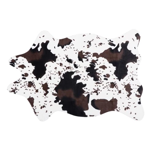 FUTUREORYY Faux Cowhide Teppich rutschfest Bodenmatte mit Glattem Einzigartige Kuhfell Form Dekorativ für Schlafzimmer Wohnzimmer Küche Badezimmer Antirutsch Teppichunterlage von FUTUREORYY