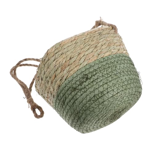 FUTUREORYY Hängender Pflanzenkorb aus Natürlichem Strohmateriaal Kleiner Rattan pflanzkasten für Balkon und Innenbereich Vielseitiger Hängeampel Blumentopf für Stilvolle Dekoration und von FUTUREORYY