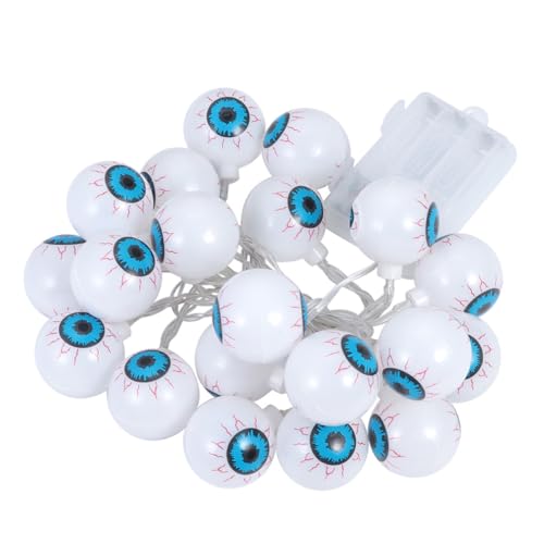 FUTUREORYY Halloween LED Augapfel Lichterkette Warmweiße LEDs Batteriebetrieben Gruselige Deko für Drinnen und Draußen Kreative Figuren Festival Beleuchtung für Party und Garten von FUTUREORYY