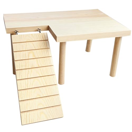 FUTUREORYY Hamster Holzplattform mit Leiter Kleines Kletterspielzeug für Chinchillas und Ratten Sicheres Kleintierzubehör Balance und Bewegung im Käfig Vielseitig Einsetzbar von FUTUREORYY