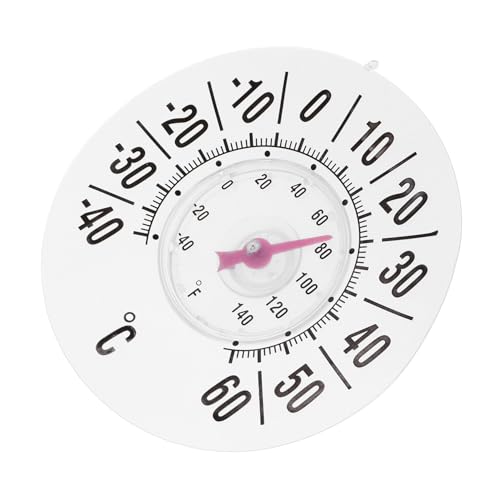 FUTUREORYY Hochpräzises Fenster thermometer mit Großem Saugnapf Analoges Temperaturmessgerät für Innen und Außen Tragbar Leicht Ablesbar Geeignet für Babyzimmer Sauna Garten und von FUTUREORYY
