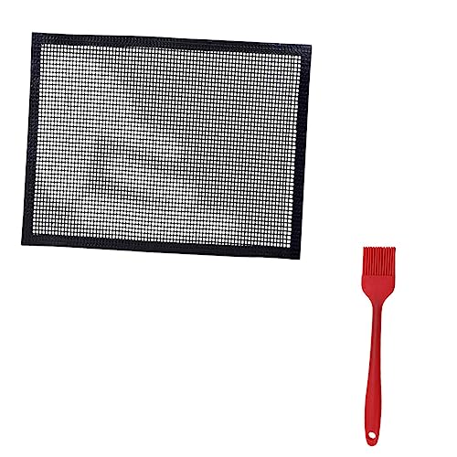 FUTUREORYY Hochtemperaturbeständige Wiederverwendbare Grillmatte aus PTFE Beschichtetem Fiberglasgewebe Antihaftbeschichtet mit Öl Pinsel für BBQ Elektrogrill Backofen Schützt vor von FUTUREORYY