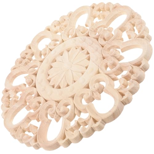 FUTUREORYY Holzdekor Rundes Holzornament Holzapplikation Möbel Verzierung Möbel Tür Schrank Vintage Stil Europäisch Stil Holzschnitzerei für Zuhause von FUTUREORYY