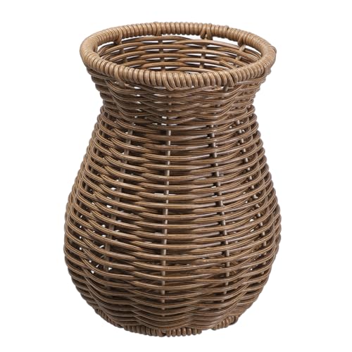 FUTUREORYY Imitation Rattan Vase für Deko Handgewebte Blumenvase für Trockenblumen im Landhausstil Dekoratives Wohnaccessoire für Tisch und Raumgestaltung von FUTUREORYY