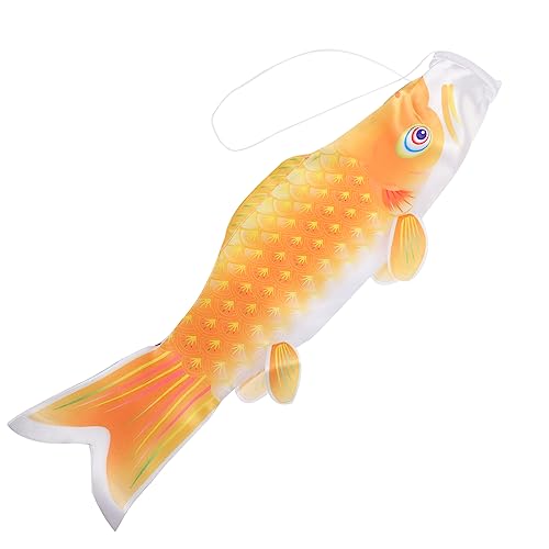 FUTUREORYY Japanische Karpfen Windsocke Goldfarben Leichte Outdoor Hängedekoration für Terrasse und Restaurant Traditioneller Koi Streamer als Japanische Patio und Festivaldeko von FUTUREORYY