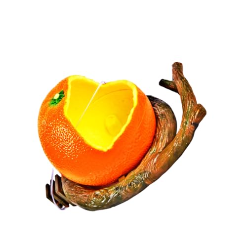 FUTUREORYY Orange Papageiennapf Aus Kunststoff Flacher Boden Mit Zweigdesign Vogelfutternapf Mit Haken Für Käfigmontage Langlebiger Obstvogelfutternapf Für Heimvögel von FUTUREORYY
