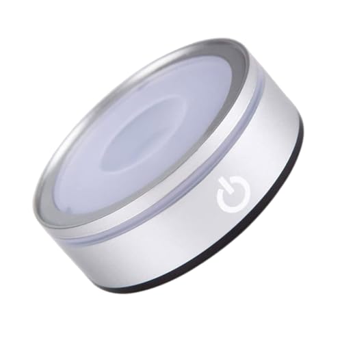 FUTUREORYY LED Touch Lamphalter Runde Doppel Ebene Lampe Basis Silber Modern für Schlafzimmer Wohnzimmer Büro Party Nachtlicht Dekoration von FUTUREORYY