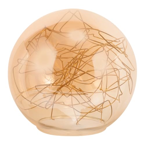 FUTUREORYY Moderner Glas Lampenschirm Kugel Ømm mit Großem Öffnung Single Hole Design Goldfarbene Drahtverzierung Ersatz Lampenschirm für Pendelleuchte Installieren Warmes Licht für von FUTUREORYY