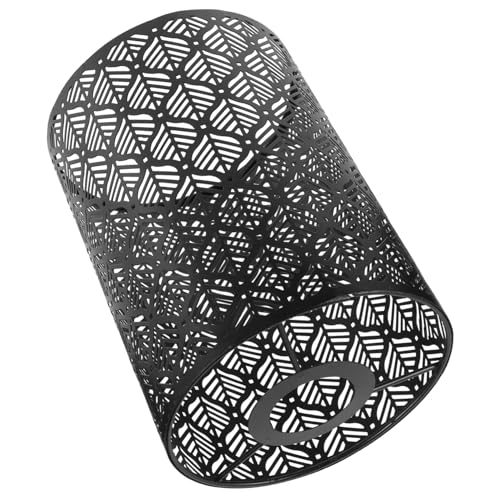 FUTUREORYY Moderner Schwarzer Lampenschirm aus Robustem Eisen Zylindrisches Hohldesign für Tischlampe Decken und Wandleuchte Dekorative Metallfassung für Wohn und Schlafzimmerbeleuchtung von FUTUREORYY
