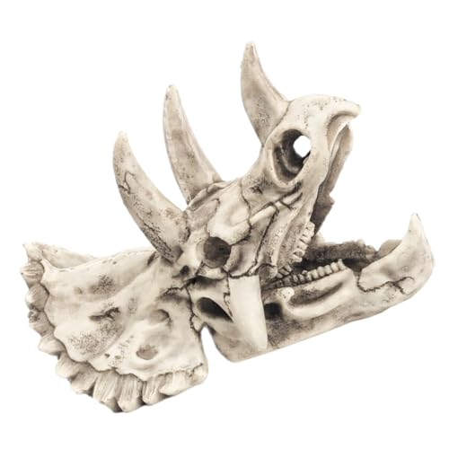 FUTUREORYY Realistisches Dinosaurier schädel Aquarium Ornament aus Langlebigem Harz Abriebfest Faderesistent Künstliche Versteckhöhle für Garnelen und Fische als Dekorative Aquarienhöhle von FUTUREORYY