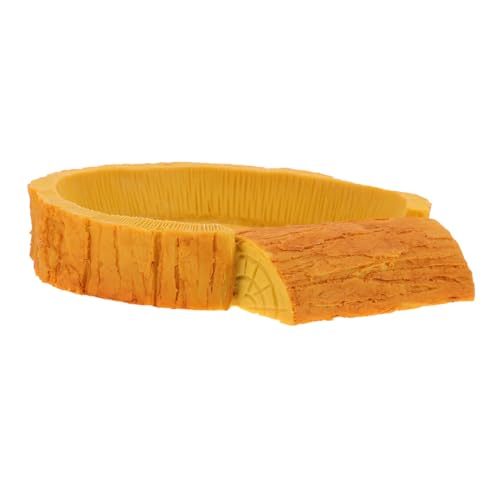 FUTUREORYY Reptilien Wasserschale aus Robustem Harz mit Baumrindenmuster rutschfeste Trinkschale für Eidechsen Schildkröten und Kleine Krabbeltiere Geeignet als Futter Wasserbecken im von FUTUREORYY