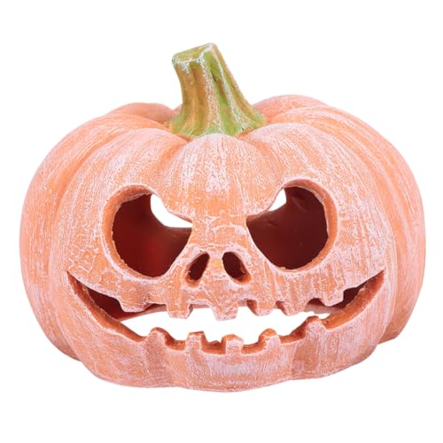 FUTUREORYY Resin Kürbisversteck für Reptilien Kleine Haustierhöhle aus Umweltfreundlichem Wasserdichtem Material Dekoratives Halloween Design für Schildkröten Eidechsen und Kleine Tiere von FUTUREORYY