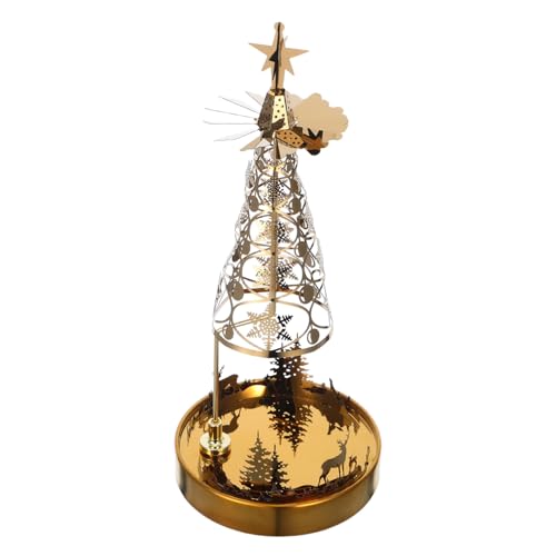 FUTUREORYY Rotierender Kerzenhalter mit Tablett Goldener Karussell-teelichthalter aus Metall Drehbarer Weihnachtsbaum-kerzenständer als Festliche Tischdekoration für Weihnachten und FUTUREORYY Rotierender Kerzenhalter mit Tablett Goldener Karussell-teelichthalter aus Metall Drehbarer Weihnachtsbaum-kerzenständer als Festliche Tischdekoration für Weihnachten und von FUTUREORYY