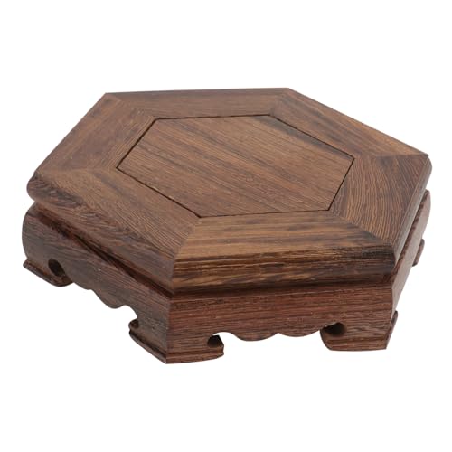 FUTUREORYY Sechseckiger Holzsockel aus Natürlichem Hartholz Dekorative Display Basis für Vasen Kleine Kunstwerke und Blumentöpfe Stabile Glatte Oberfläche mit Retro Stil Vielseitiges Podest von FUTUREORYY