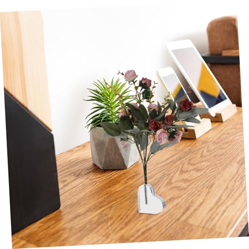 FUTUREORYY Transparenter Herzförmiger Rosenständer Blumenhalter Einzelne Unterstützung Dekoration für Zuhause Tisch Valentinstag Geburtstag von FUTUREORYY