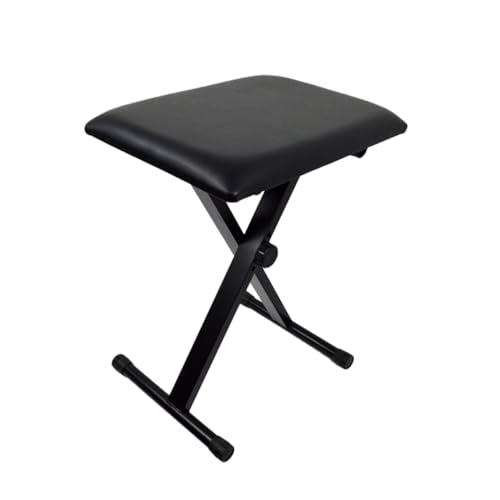 FUTUREORYY Verstellbarer X Style Klavierhocker Gang faltung Gepolsterter Sitz für Mädchen Faltbarer Stahl Piano Bench Kompatibel mit Keyboard und Schminktisch Schwarz von FUTUREORYY