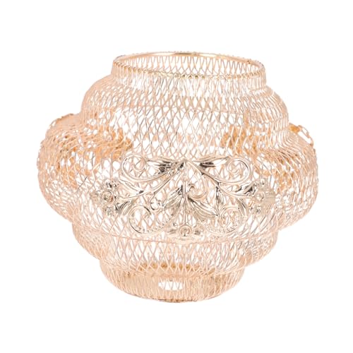 FUTUREORYY Vintage Metall Lampenschirm Goldfarben Hängende Lichtabdeckung Filigrane Laternenform Deckenleuchte Dekoration für Zuhause Hotel Laden Elegante Retro Lichtwirkung von FUTUREORYY