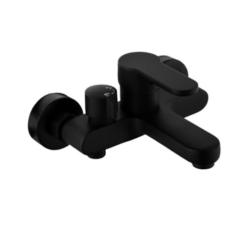 FUTUREORYY Wand badewannenarmatur aus Kupfer Mischbatterie Heiß kalt Wasserhahn Ergonomischer Griff Abs strahlregler Seitlicher Einbau Moderne Schwarze Oberfläche für Bad und Hotel von FUTUREORYY