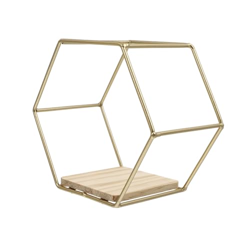 FUTUREORYY Wandregal Hexagon Form Wandmontiertes Lagerregal mit Holzablage Hängeregal für Wohnzimmer Schlafzimmer Küche Praktisches Aufbewahrungs und Dekorationsregal Robust und von FUTUREORYY