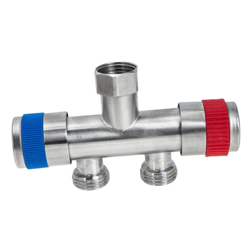 FUTUREORYY Wasserhahn Doppelanschluss Verteiler aus Edelstahl Schlauchadapter für Waschmaschine und Geschirrspüler Langlebiger Wasserhahn Adapter mit Dichtem Anschluss Kompatibel von FUTUREORYY