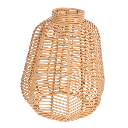 FUTUREORYY Woven Lampenschirm für Hängelampe Retro Boho Stil oben Unten Kunststoffrattan für Küche Esszimmer Wohnzimmer Deko Fassung von FUTUREORYY
