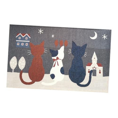 FUTUREORYY rutschfeste Cartoon Katzen Türmatte Saugfähige Jacquard Gewebte Bodenmatte Waschbar Leicht Strapazierfähig für Bad Küche und Flur von FUTUREORYY