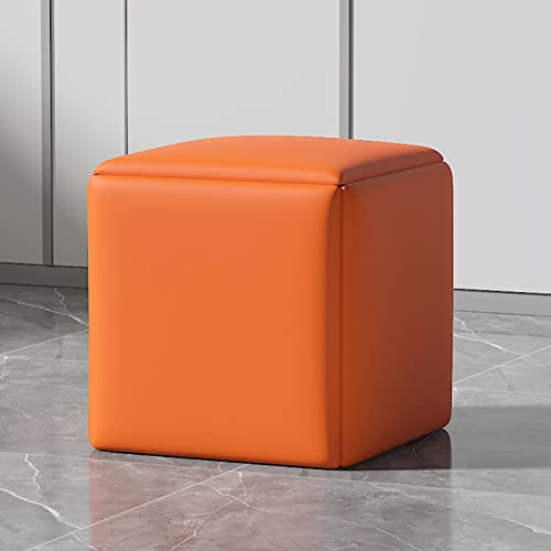 FUTUVE Würfelstuhl-Set aus Kunstleder – 5-in-1-Sitzhocker und Bank mit drehbaren Rollen für Wohn- und Esszimmer – Orange von FUTUVE