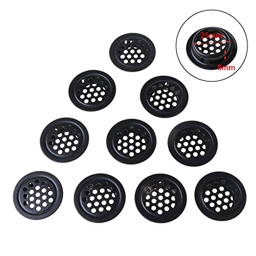 10 Stück 19–53 mm schwarze runde Soffitenschränke mit runden Netzlöchern aus Edelstahl von FUUGlan