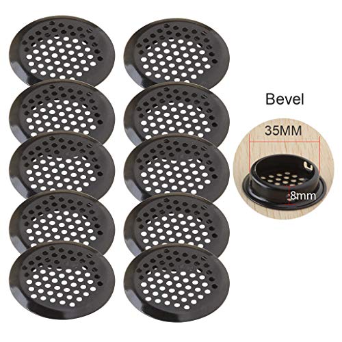 10 Stück 19–53 mm schwarze runde Soffitenschränke mit runden Netzlöchern aus Edelstahl von FUUGlan