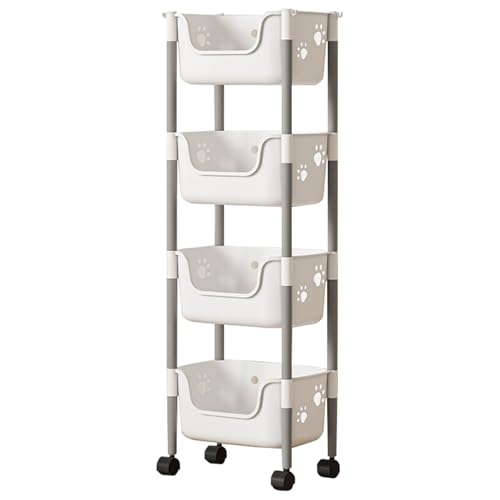 FUUGlan Mehrschichtiger Aufbewahrungs-Organizer mit praktischem Aufbewahrungsturm mit leichtgängigem Rollen, für Bewegung von Raum zu Raum, Küchenregal von FUUGlan