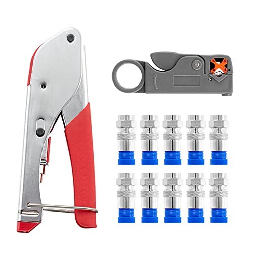 Koaxialkabel Crimpzange Set Abisolierwerkzeug RG6/RG59 Kompression F Stecker Crimper Tools von FUUGlan