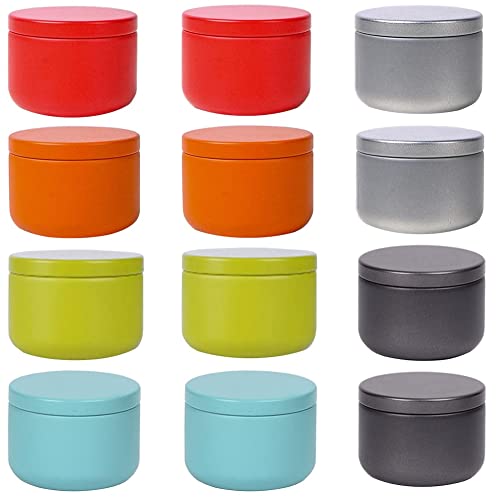 FUUIE 12 Stück 54 x 40 mm runde Teedosen Frischhaltedosen für losen Tee, Kaffee, Süßigkeiten, Gewürze, tragbares Aufbewahrungs-Set von FUUIE