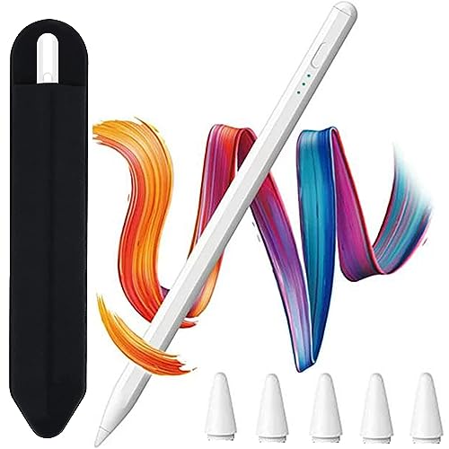 iPad Stift,Stylus Stift für iPad2018–2023(10/9/8/7/6th),Eingabestift Kompatibel mit Apple iPad Pro 11 und 12,9 Zoll, iPad Mini 6./5.Generation,iPad Air 3/4/5 (Weiss Knopfschalter) von FUWANG