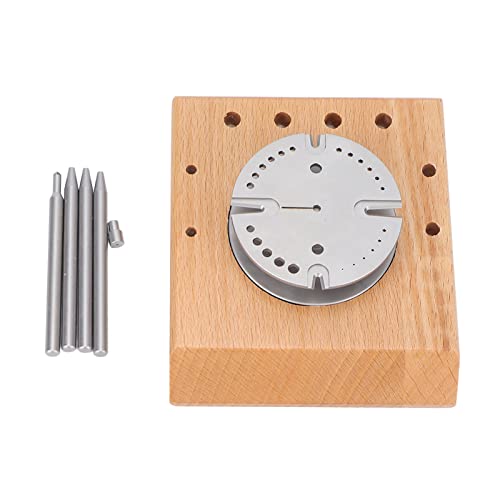 Unruh-Radständer für Uhren, fester Stahl-Uhrwerks-Unruh-Halter Verschiedene Stiftstanzen Holzsockel für die Reparatur von Uhren von FUWE