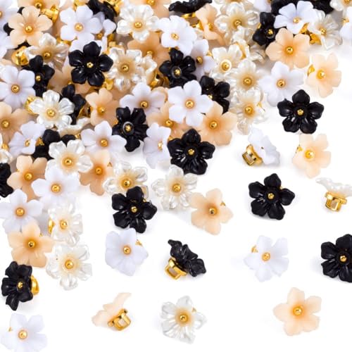 FUWIND 100 Stück 12,5 mm Kunststoff-Nähknöpfe in Blumenform für Bastelarbeiten, Kleidung und DIY-Projekte, Scrapbook-Dekoration, Langlebig, Einfach zu Verwenden von FUWIND