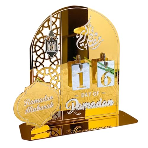 FUWIND Ramadan-Kalender Acryl Eid Mubarak DIY Countdown-Kalender 2024 Ramadan-Dekorationen Countdown Ramadan-Party von FUWIND
