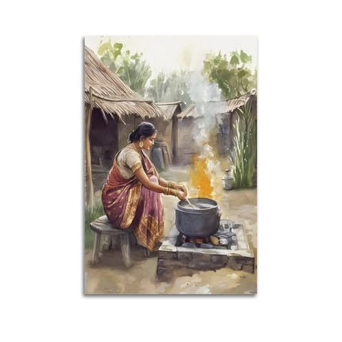 FUWKKZM Bengali Woman Cooking Poster Dekorative Malerei Leinwand Wandkunst Wohnzimmer Poster Schlafzimmer Gemälde Unframe-Stil 50 x 75 cm FUWKKZM Bengali Woman Cooking Poster Dekorative Malerei Leinwand Wandkunst Wohnzimmer Poster Schlafzimmer Gemälde Unframe-Stil 50 x 75 cm von FUWKKZM